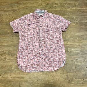 Denim and Flower Short Sleeve Button Up